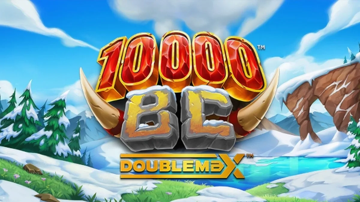 Cenário épico de gelo e vulcão no slot 10000 BC DoubleMax